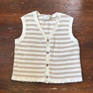 Striped Knit Vest with Buttons